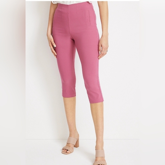 Maurices Pink High Rise Bengaline Capri Pants | Size XL | Stretch Slimming Fit - Picture 2 of 7